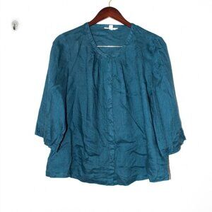 Seasalt Cornwall "Wild Fennel Top" - 100% Linen in Deep Teal size 10